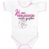 Body krátky rukáv s vtipným textom Baby Nellys, Já jsem TEN DŮVOD našeho zpoždění, holka, 56 (1-2m)