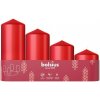 Sviečky Bolsius Pillar Advent, Vianoce, červené, 60/80/100/120x48 mm, bal. 4 ks