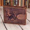 OV Bags Pánska kožená peňaženka – znamenie Býk (hnedá, vintage)