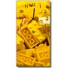 Sklenené hodiny vertikálne Lego žlté bloky 30x60 cm