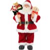 Dekorácia MagicHome Vianoce, Santa s darčekmi a medvedíkom, červený, 30 cm
