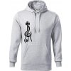 Husľový kľúč gitara - Mikina pánska Cape s kapucňou - S ( Svetlosivý melír )