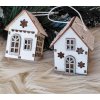 Vianočná dekorácia biele drevené domčeky 2 ks