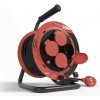 EMOS Vonkajší predlžovací kábel na bubne Vivas so 4 zásuvkami a pohyblivým stredom 25 m červeno-čierny