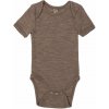 Merino body detské krátky rukáv hnedé nature melange Smallstuff