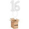 HeliumKing Balónový box - Narodeninové číslo 16 biely 86 cm