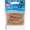 PRYM Nášivka štítok Motorcycle Engines, imitácia semišu, nažehľovacia, piesková