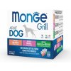 MONGE Grill Adult Dog 12x100g kapsičky pre dospelé psy losos/bravčové/jahňacie so zeleninou