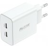 Adaptér Foneng EU50 - 2xTyp C - PD 35W 3A biely
