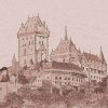Dimex fototapeta Karlštejn Sépiová kresba L-323 | 220 x 220 cm (Vliesová fototapeta | lepidlo zdarma)