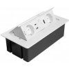 GTV MULTISOFT Nábytková Zásuvka 2x Schuko Zásuvka, USB A+C, RJ45, HDMI, napájecí kabel se zástrčkou, bílá