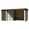 drevený domček KARIBU SCHWANDORF 3 + prístavok vrátane zadnej a bočnej steny 240 cm (77741) terragrau LG3896