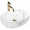 Rea Amelia Marmo Shiny, keramické umývadlo na dosku 480x345x135 mm, imitácia kameňa, REA-U8001