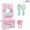 KIDS LICENSING Detský cestovný kozmetický set kefa pohár uterák UNICORN KL10522