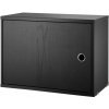 String Komoda String Cabinet with swing door, black stained ash