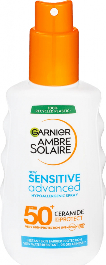 Garnier Ambre Solaire Sensitive Advanced sprej na opaľovanie pre citlivú pokožku SPF50+ 150 ml