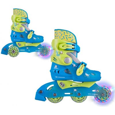 Detské kolieskové korčule WORKER TriGo Skate LED - so sv. kolieskami Farba modrá, Veľkosť XS (26-29)
