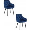 Set dvoch jedálenských stoličiek JORK zamatové, tmavomodré (čierne nohy) 2 ks