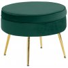 Luxusný taburet, smaragdová Velvet látka/chróm zlatý, Art-deco, NOBLIN TYP 1