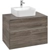 VILLEROY & BOCH Collaro závesná skrinka pod umývadlo na dosku (umývadlo v strede), 2 zásuvky, s LED osvetlením, 800 x 500 x 548 mm, Stone Oak, C093B0RK