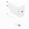 FIXED Sieťová nabíjačka USB-C/USB-C 20W PD biela FIXC20-CC-WH - Univerzálny USB-C adaptér s USB-C káblom