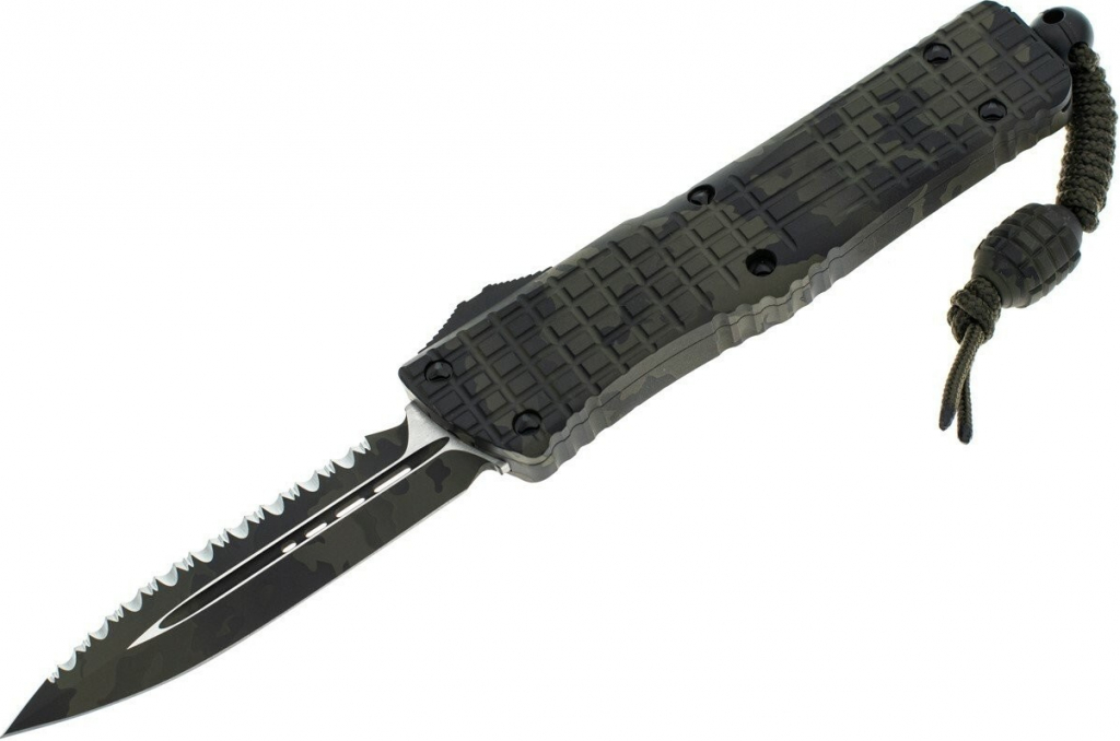 MICROTECH Combat Troodon D/E Frag OD Camo Full Serrated 142-3FROCS