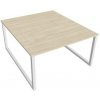 Pracovný stôl UNI O, 140x75,5x160 cm, agát/biela