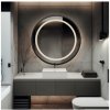 Alfaram Okrúhle zrkadlo v čiernom matnom mdf ráme s pieskovaným podsvietením - LAURA LED - farba rámu podľa vášho výberu 1626