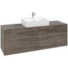 VILLEROY & BOCH Collaro závesná skrinka pod umývadlo na dosku (umývadlo v strede), 4 zásuvky, s LED osvetlením, 1600 x 500 x 548 mm, Stone Oak, C134B0RK