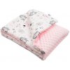 NEW BABY Detská deka z Minky s výplňou New Baby 80x102 cm Medvedíky ružová