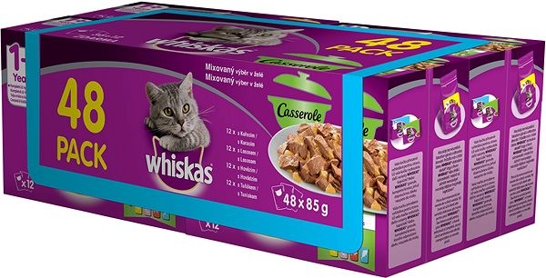 Whiskas Pure Delight Výber kúskov v želé pre dospelé mačky 48 x 85 g