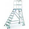 Zarges Hliníkový pojazdný rebrík s plošinou, 8 priečok, výška plošiny 1,92 m
