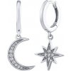 Silvego Strieborné visiace náušnice mesiac a hviezda Alcor s Brilliance Zirconia DCC21814E