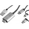 MHL 3v1 USB-C kábel,Micro USB,osvetlenie opletené 2m