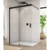 RONAL CADURA BLACK CAW2 100cm ľavý walk-in sprchový kút / sprchová stena samostatná s posuvným dielom, profil čierny - 68 – sklo sieťotlač Shade