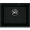 Sink Quality Crypton 55, kuchynský granitový drez 460x375x205 mm + čierny sifón, čierna, SKQ-CRY.C.1KBO.55.XB