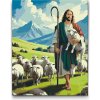 Vymalujsisam.sk Maľovanie podľa čísiel - Ježiš s ovcami na paši Veľkosť: 30x40cm, Rám: Bez rámu, iba zrolované plátno