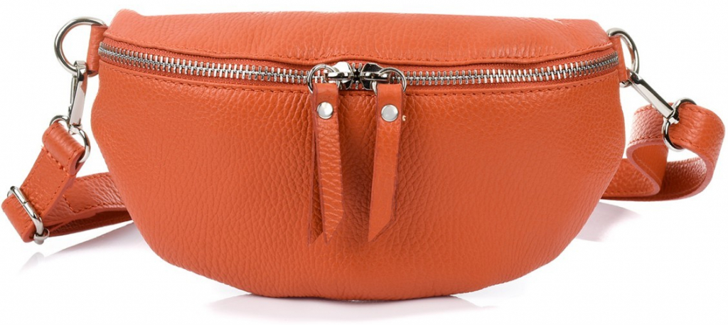 Vera Pelle B68 dámska kožená crossbody kabelka oranžová