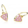 Cutie Jewellery Trblietavé detské náušnice zo žltého zlata C2207-10-X-1 ružová
