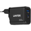 Unitek GaN PD 35W USB-C + USB-A sieťová nabíjačka čierna