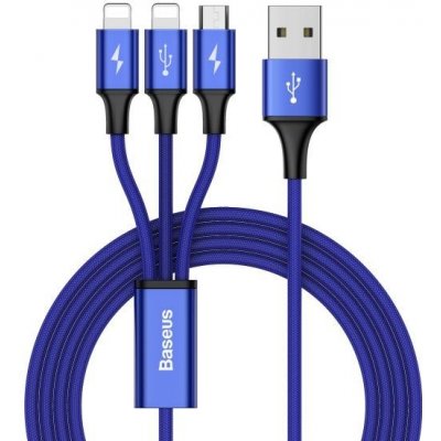 Baseus Rapid Series 3-in-1 Cable Micro + Dual Lightning 3A 1.2M Dark Blue