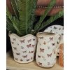 Clayre & Eef Béžový antik obal na kvetináč s motýlikmi Butterfly Paradise L - Ø 19*18 cm - Clayre & Eef