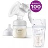 Philips avent Odsávačka mateř. mléka manuální + Sáčky na mateřské mléko 180 ml, 25 ks