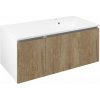 Sapho LOREA skrinka s umývadlom 101x46x51,5cm (30+70cm), pravá, dub Alabama/biela matná LE070-2231-R-02