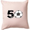 Futbal okrúhle narodeniny 50 - Vankúš 50x50 - 50x50 - Vrátane výplne ( Svetloružová )