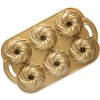 Nordic Ware Forma na 6 malých bábovek Swirl zlatá 0,71 l