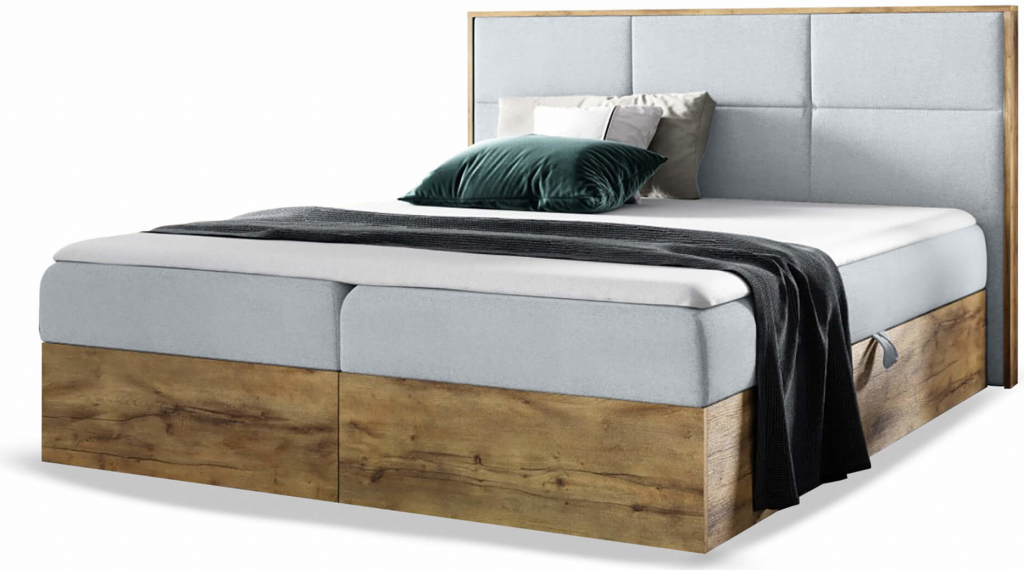 Wilsondo boxspring Wood 2 s úložným priestorom sivá Paros