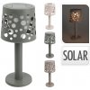 Solárna stolová LED lampa s guľatým tienidlom, výška 21 cm, mix farieb