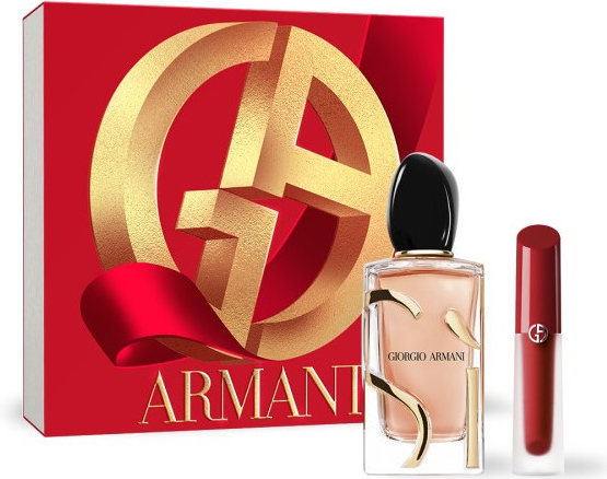 Giorgio Armani Sí Intense - plnitelný Darčeková sada, eau de parfum 100 ml + lipsatin 4 ml