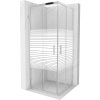 Mexen Rio, štvorcový sprchovací kút s posuvnými dverami 80(dvere) x 80(dvere) x 190 cm, 6mm číre sklo s pásikmi, chrómový profil, 860-080-080-01-20